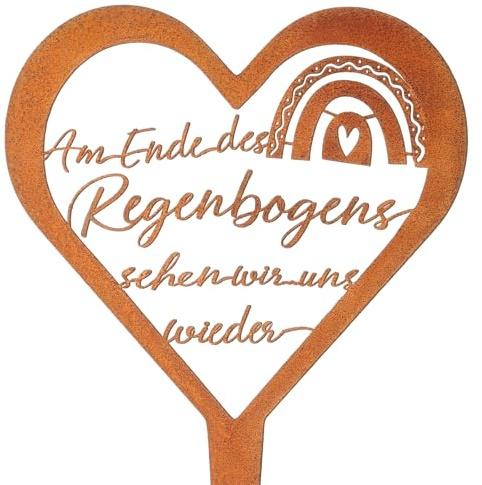 Fiada Decorazione per Tomba a Cuore Tappo per Tomba in Metallo Ruggine con Scritta Tappo per Tomba Resistente alle Intemperie per Tomba Ricordo Souvenir Decorazione del Cimitero (Arcobaleno)