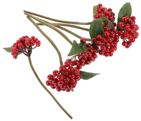 Abaodam 6pezzi Steli Bacche Artificiali Rosse Realistiche Decorazioni Natalizie e Bouquet Rami Finti Per Addobbi Casa Composizioni Festive e Pareti Floreali