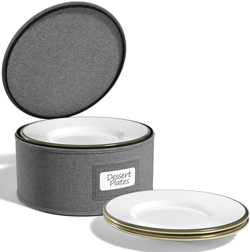 Sorbus China Storage Containers – Dinnerware Organizer for Salad Plates with Lid (Holds Service for 12) with Felt Protectors – 8.5 x 5.5