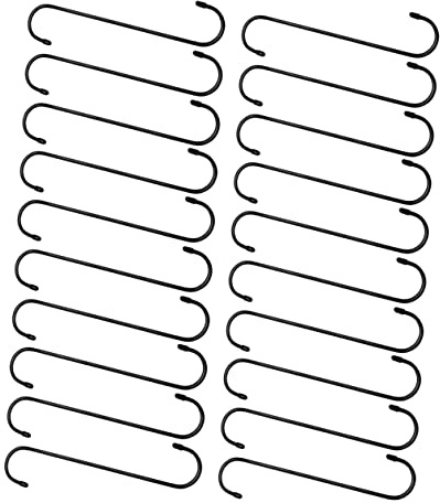 Amosfun 20 Piezas Ganchos de Hierro S para Colgar Plantas y Utensilios de Cocina Ganchos Resistentes para Jardín y Baño Diseño Práctico y Multifuncional Color Negro