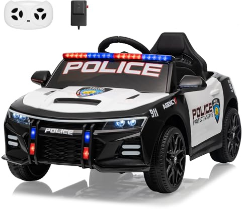 Police Car Ride on Car for Kids, Battery Powered Ride-on Toys Cop Cars with Remote Control, Megaphone,LED Flashing Lights, Horn, Music, Soft Start,Powered Wheels Vehicle for Toddler Boys Girls 3-8
