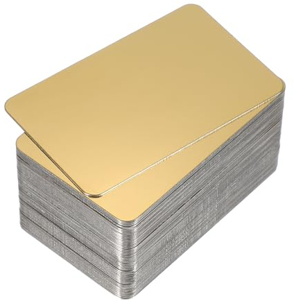 PATIKIL 0.5mm Edelstahl Metall Visitenkarten 50 Stück Spiegelblanke Namenskarten Lasergravur Für DIY Geschenkkarten Gold