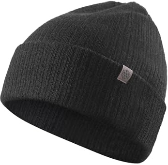 TRENDOUX Cappello Uomo Termico Maglia, Cuffia Lana Costine Traspirante Delicato Classico, Adatto Running All'aperto Invernale Ciclismo Escursionismo Guida - Nero