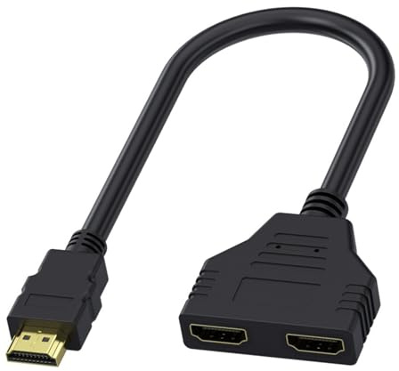 Sdoppiatore HDMI 1080p, HDMI Splitter 1 in 2 Out 30cm Adattatore HDMI Maschio con Doppia Presa Femmina Simultaneo Sdoppio Splitter per Duplicazione Simultanea per HDTV Monitor Adaptateur répartiteur