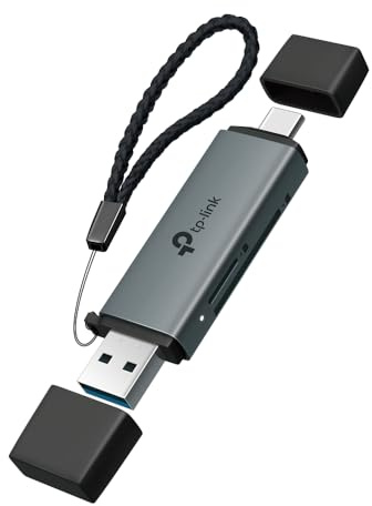 TP-Link UA430D USB 3.0 microSD & SD Card Reader, USB 3.0 Type-C&A Memory Card Reader Up to 2 TB Supported, Dual Reading/Writing for iPhone/Desktops/Laptops, Tapo Cameras, Faster Transmit, Plug & Play