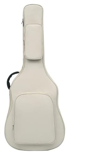 ATEUXOL Gitarrfodral 12 mm förtjockad gitarrväska i oxfordtyg 41 tum, väska för folk, för axelinstrument svart, Vit, Taglia Unica
