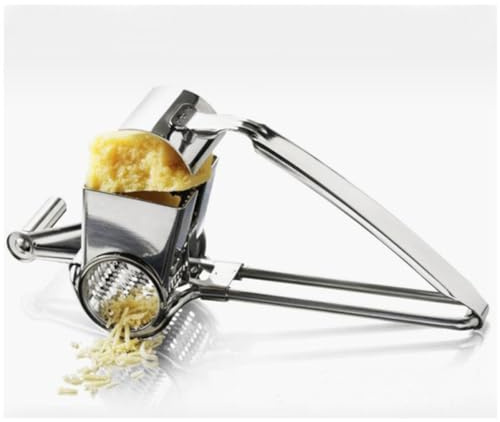 jojofuny Râpe à Fromage Rotative en Acier Inoxydable Argentée Coupe-Fromage Multifonction pour Fromages Durs Légumes et Fruits Facile à Nettoyer Compatible Lave-Vaisselle Légère et