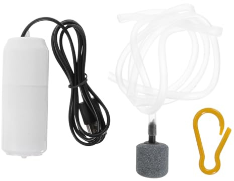 CATIEBYE Kleiner Aquarium Luftpumpe aus Kunststoff mit Leiser Sauerstoffzufuhr und USB Anschluss für Effektive Belüftung Beim Fischzucht im Heimischen Aquarium