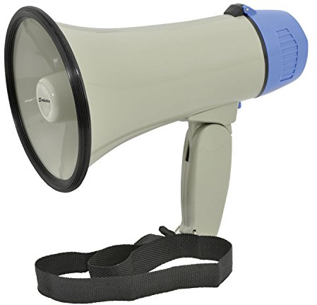 Adastra Portable Megaphone Bull Horn Public Speaker with Siren & Volume Control Battery Operated Voice Hailer for Events, Sports Day, Crowd Control, Clear 200m Range, Compact Carry Strap
