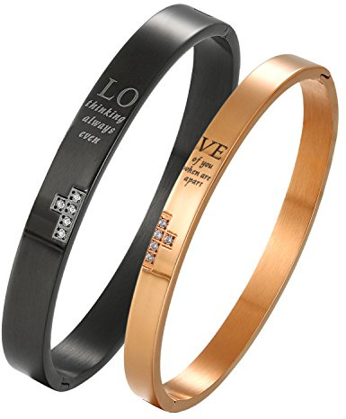 OIDEA Paar Armband aus Edelstahl Panzerkette Armkette mit Gravur, Gold Rosegold Silber Armreif Pärchen Armreifen Partner Armbänder Schmuck Geschenk für Verliebte Damen Herren Paare Valentinstag