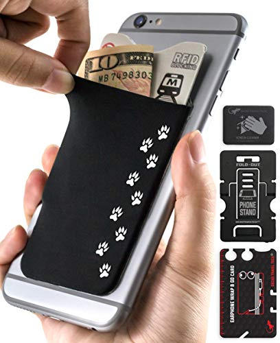 Gecko Travel Tech - Kartenhalter für Smartphones - Haftendes Kartenfach - Handytasche Handy-Tasche in Katzenpfoten Schwarz