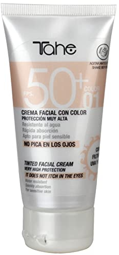 Tahe Sun Protect ansiktskräm med färg och solskydd 50+, vattentät, naturlig färg 01, 50 ml
