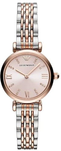 Emporio Armani Watch for Women, Two Hand Movement, 28 mm Rose Gold Stainless Steel Case with a Stainless Steel Strap, AR11223