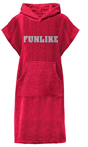 CelinaTex Funlike Poncho kurz 52 x 85 cm Bordeaux Baumwolle Badeponcho Frottee Surfponcho Kapuzenhandtuch