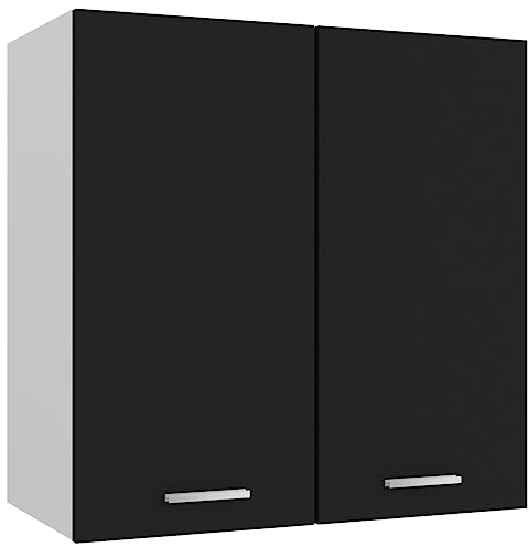 vidaXL Hängeschrank 2 Regalböden Küche Schrank Einbauküche Küchenzeile Küchenmöbel Oberschrank Küchenschrank Schwarz 60x31x60cm Holzwerkstoff