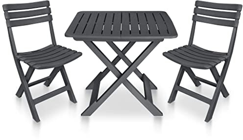 vidaXL 3-TLG. Bistro-Set Klappbar Kunststoff Anthrazit