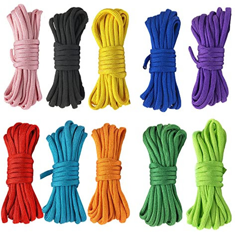 10 Stück 3 m Paracord-Seile 550 Multifunktion Paracord-Seile Zeltseil Fallschirmschnur für Lanyards Schlüsselanhänger Hundehalsband DIY Manuelles Flechten Zubehör Survival Camping Klettern