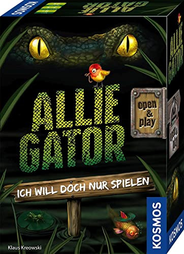 KOSMOS 683023 Allie Gator, kortspel för 2-5 spelare från 8 år, coolt actionspel, i praktisk magnetlåda med öppen & lek, resespel, liten present för barn och vuxna, festspel
