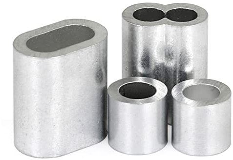 BAISHOP 60/100PCS Aluminum Crimping Loop Sleeve Clips, Aluminium Ferrules Clamping Tube Aluminum Sleeves Cable Crimps With Double Ferrules (Size : 6.0mm (60PCS))