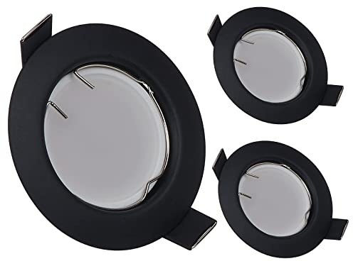 YanFeiYit LED Einbaustrahler rund - Matt Schwarz 3 Watt 230V dimmbar Ø 55 mm Lochmaß – Einbau-Spot Decken-Strahler Deckeneinbaustrahler Deckenspot Deckeneinbauleuchte (3er - Warmweiß)