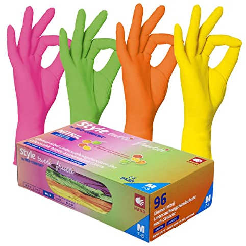 Med-Comfort Tutti frutti bunte Nitril Einweghandschuhe Einmalhandschuhe Untersuchungshandschuhe 10er Box Größe L
