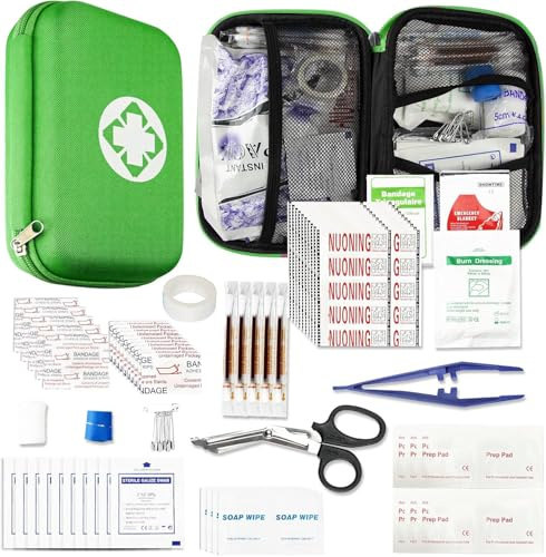 276 Auto-Erste-Hilfe-Set für Unternehmen, tragbare Erste-Hilfe-Sets für unterwegs, Notfallbedarf für Outdoor-Aktivitäten, Skaten, Bootfahren, Grün AMORNING