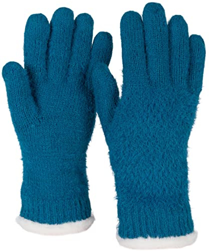 styleBREAKER Damen Strick Handschuhe Reiskorn | Wärmendes Thermo-Fleece-Innenfutter, weicher Bund in Kunstfelloptik, elastisch für 16-21 cm Umfang (Gr. 6-8), nahtlos.