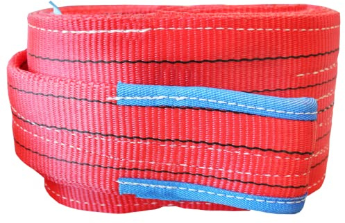 Cinghia di Sollevamento Rossa 5000 kg, Antiusura in Poliestere, per la Movimentazioni di Merci Pesanti, 5 ton fascia per il Carico, lunghezza 3 metri