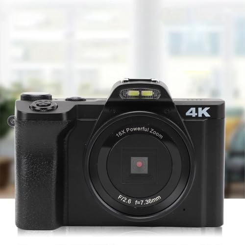 Zunate Digitalkamera, 4K 60FPS, 48MP, 16x Zoom, Anti-Shake, Touchscreen, Kompakt, Unisex, Schwarz