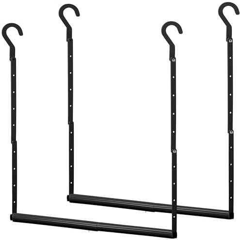 STORAGE MANIAC Adjustable Closet Rod Hanging Clothes Heavy Duty Closet Extender Hanging Rod Space-Saving Clothes Hanging Bar Double Closet Hanging Rod Hanging Closet Organizer Closet Bar,2 Pack Black