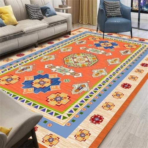 RUGMRZ Teppich Waschbar Happy Decor Kids Teppich Orange blau geometrische Sofa Teppich Linie Dekoration Schlafzimmer Zubehör verschleißfest Wohnzimmer Teppichs 180X250CM