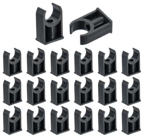 QUARKZMAN 20 Piezas Abrazaderas de Tubo de Agua de Pvc, Clips en Forma de U para Mangueras, Soporte de Tubo de Riego para 20Mm de Diámetro Exterior, Colgador de Manguera, Negro
