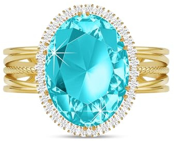 Linawe Falscher Diamant Ringe Frauen, Moissanite Damenring Modeschmuck Jewelry, Ring mit Stein Verstellbar Fingerring, Statement Ring Schmuck aus Gold/Silber