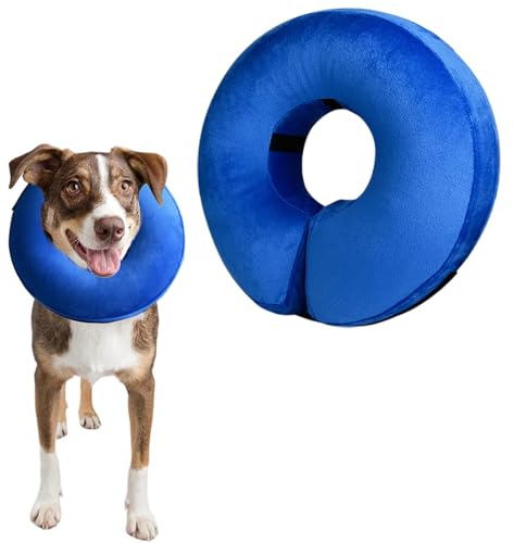 Collare gonfiabile per cani, collare regolabile, protezione perdita, blu, S