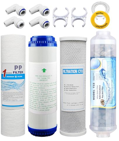 Cartucce filtro dell'acqua a osmosi inversa a 4 stadi, set sostituzione pre e post 10'', cartucce per filtro dell'acqua a osmosi inversa per tutta la casa