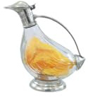 Cavagnini Brocca Decanter Artigianale a Forma di Anatra in Peltro e Vetro - Bottiglia Lusso per Vino, Acqua, Distillati - Elegante Caraffa Cesellata a Mano per una Tavola Raffinata