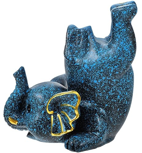 ULTECHNOVO Resin Brillenhalter Elefantenform Dekorativer Brillenständer Desktop Ornamente Aufbewahrung Für Sonnenbrillen Und Lesebrillen Eleganter Blauton Schreibtischdekoration Geschenkidee