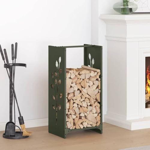 GCHDHAPB Firewood Rack Olive Green 40x30x80 cm Cold-rolled steel