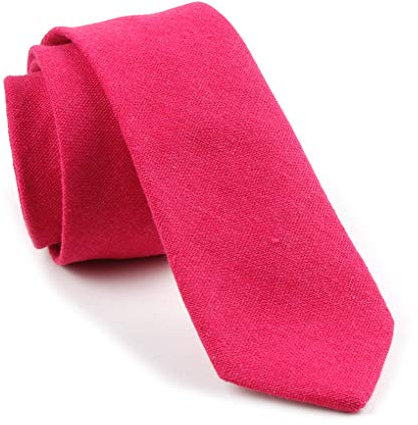 BHHJKK Corbata de lino y algodón para hombre, corte estrecho, color liso, fucsia, Talla única