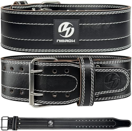 Genuine Leather Weightlifting Belt (6mm Thick) – Unisex Exercise Belt for Strength Training, Weight Lifting, Squats, with Waist Support | Adjustable Design, Suitable for Various Workouts(White M)