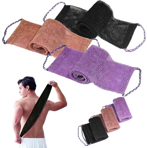 3 Pièces African Net Sponge, Nylon Djampé Filet De Douche Africain, Eponge Africaine Avec Corde à Main, Exfoliant Gratte Dos Douche, Doux et Rugueux Filet de Douche pour Hommes Femmes