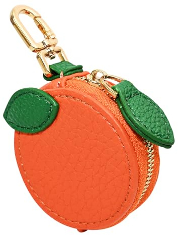 Cute Fruit Coin Purse Keychain With Zipper - Kawaii Mini Leather Bag Charm for Backpack Or Orange Bag Charm