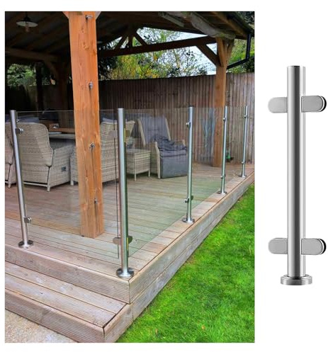Système de balustrade moderne en verre robuste pour terrasse, balustrade, panneaux de clôture de sécurité et balustres pour terrasse (hauteur du poteau central 140 cm)