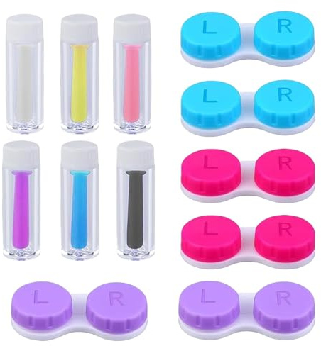 GVSS 12 Pièces Etui pour Lentilles de Contact et Aides à L'insertion de Lentilles de Contact,avec Flacon de Rangement,Outil d'Insertion et de Retrait pour Lentilles Souples,Idéal pour Maison et Voyage