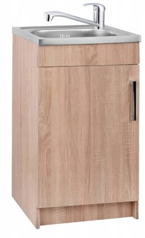Stamar Spülenschrank Küchenschrank 50 cm Sonoma Spüle mit Armatur und Siphon