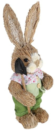 Amosfun Statuine di Coniglietti di Paglia Pasquali Decorazioni per la Casa e Ufficio Ornamenti da Tavolo Realistici per Festa di Pasqua Regali per e Arredamento Primaverile