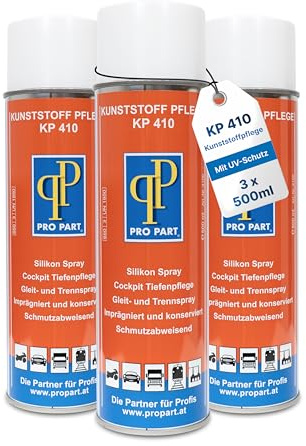 Pro Part® Kunststoffpflege KP 410 – 3 x 500 ml – Autopflege für Kunststoff & Gummi, extremer UV-Schutz, hoher Silikonanteil, schützt vor Verschleiß & Verfärbung, frischt Kunststoff auf, Made in EU