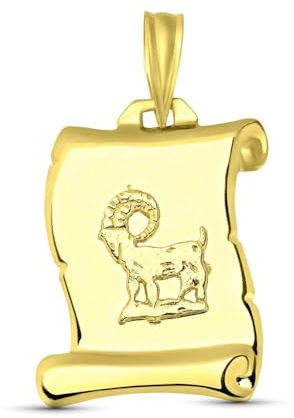 Inmaculada Romero IR Parchemin pendentif Pendentif en or 18 carats avec signe astrologique du Bélier. Gravure incluse - Personnalisable