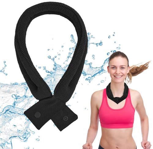 LQTSLFM Bufanda Refrescante para el Cuello, Pañuelo Refrescantes Verano Deportiva, Foulard Refrescantes para el Calor Hombres y Mujeres, para Actividades en Interior y Exterior (Negro)
