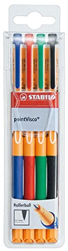 STABILO - Tintenroller - pointVisco - 4er Pack - blau, rot, grün, schwarz